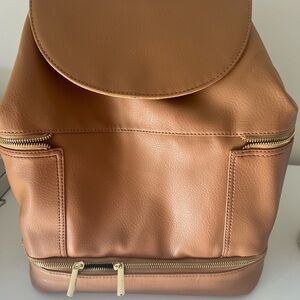 Tan leather diaper bag